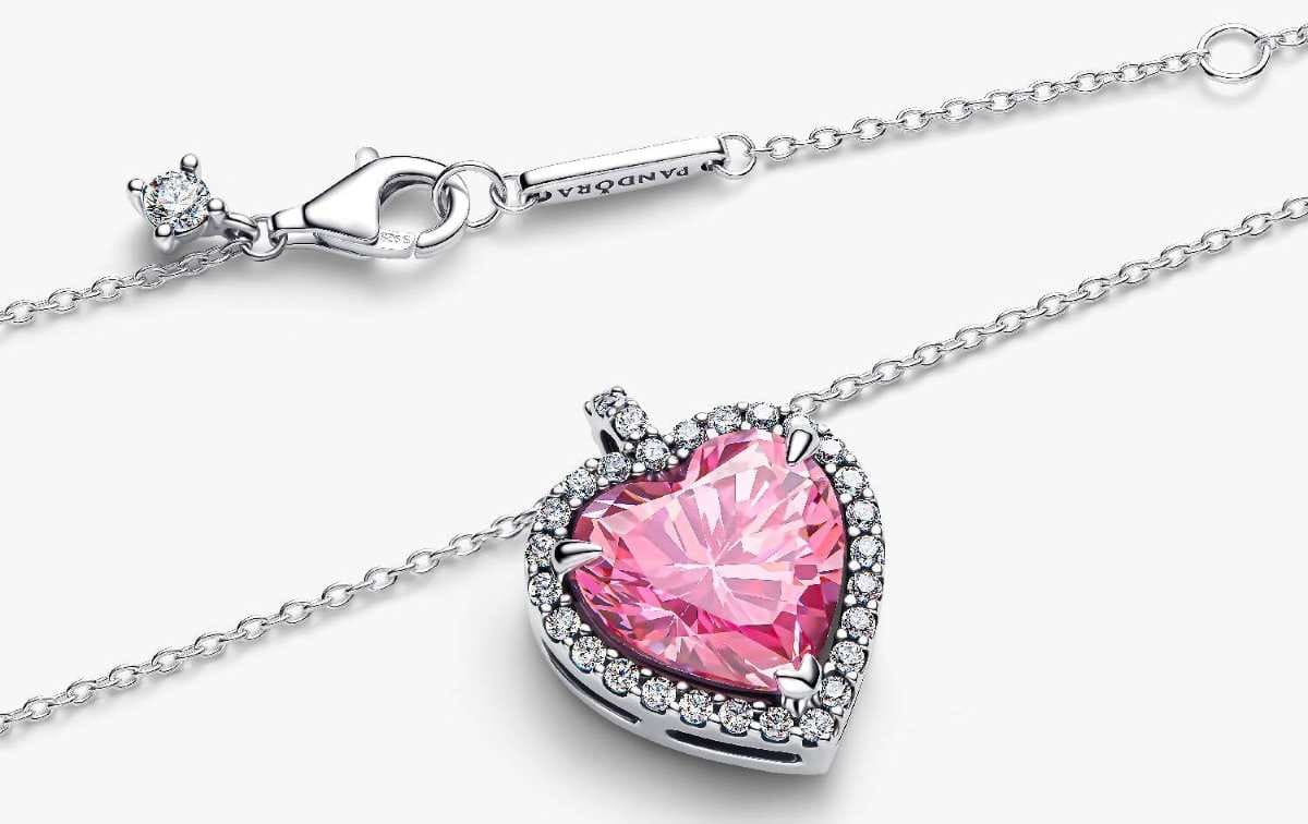 Collar Halo Corazón Rosa de Pandora