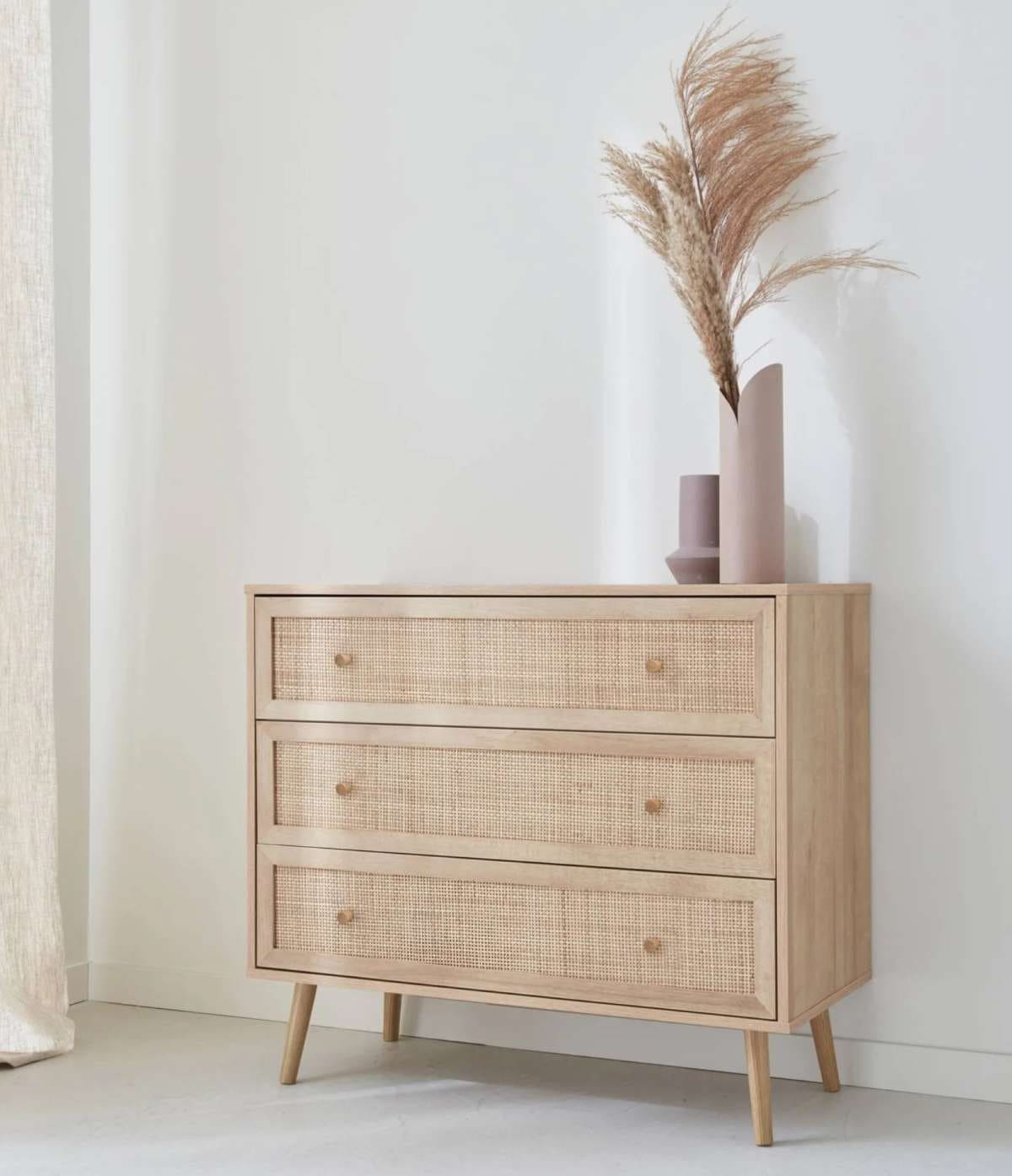 Cómoda de caña con 3 cajones Boheme Natural de Leroy Merlin