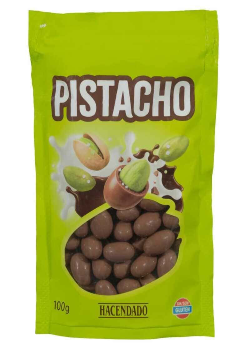 Pistachos bañados de chocolate con leche, Hacendado