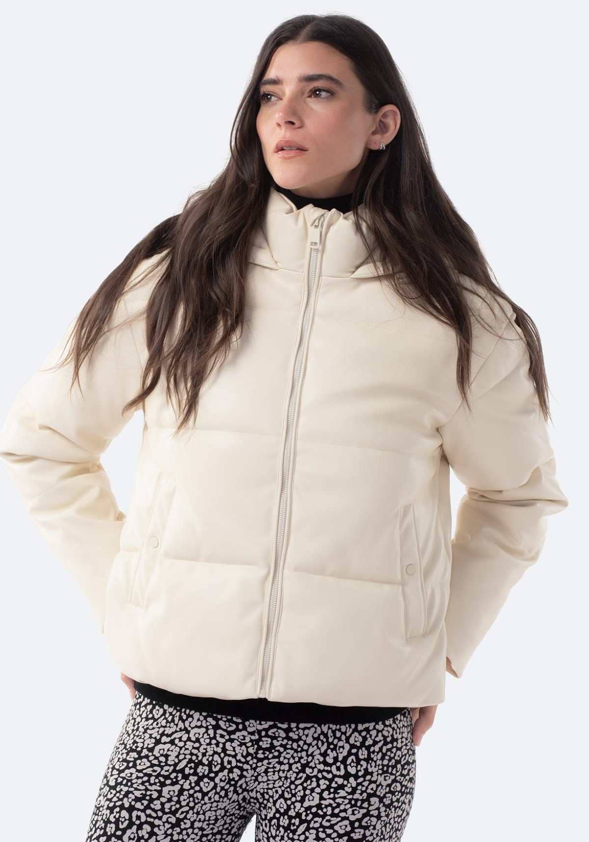 Parka con capucha tacto símil piel de Mujer TEX de Carrefour