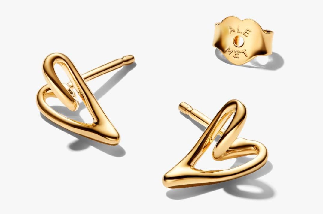 Pendientes de Botón Corazón Pequeño Forma Orgánica de Pandora