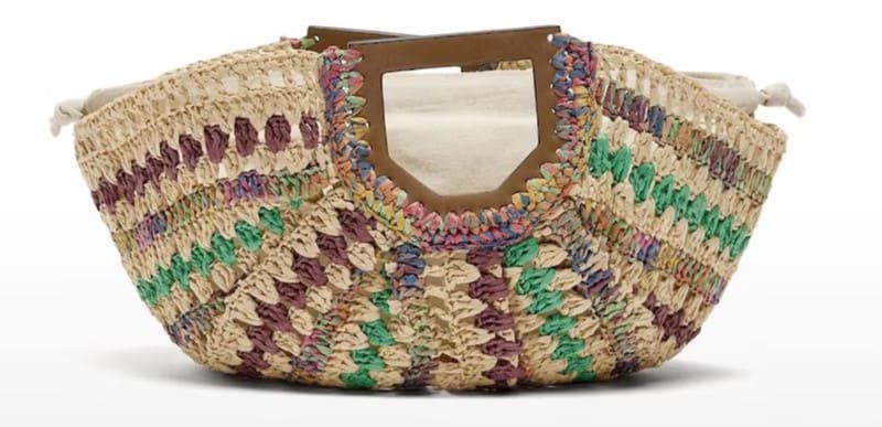 Bolso de mano efecto rafia con cierre fruncido