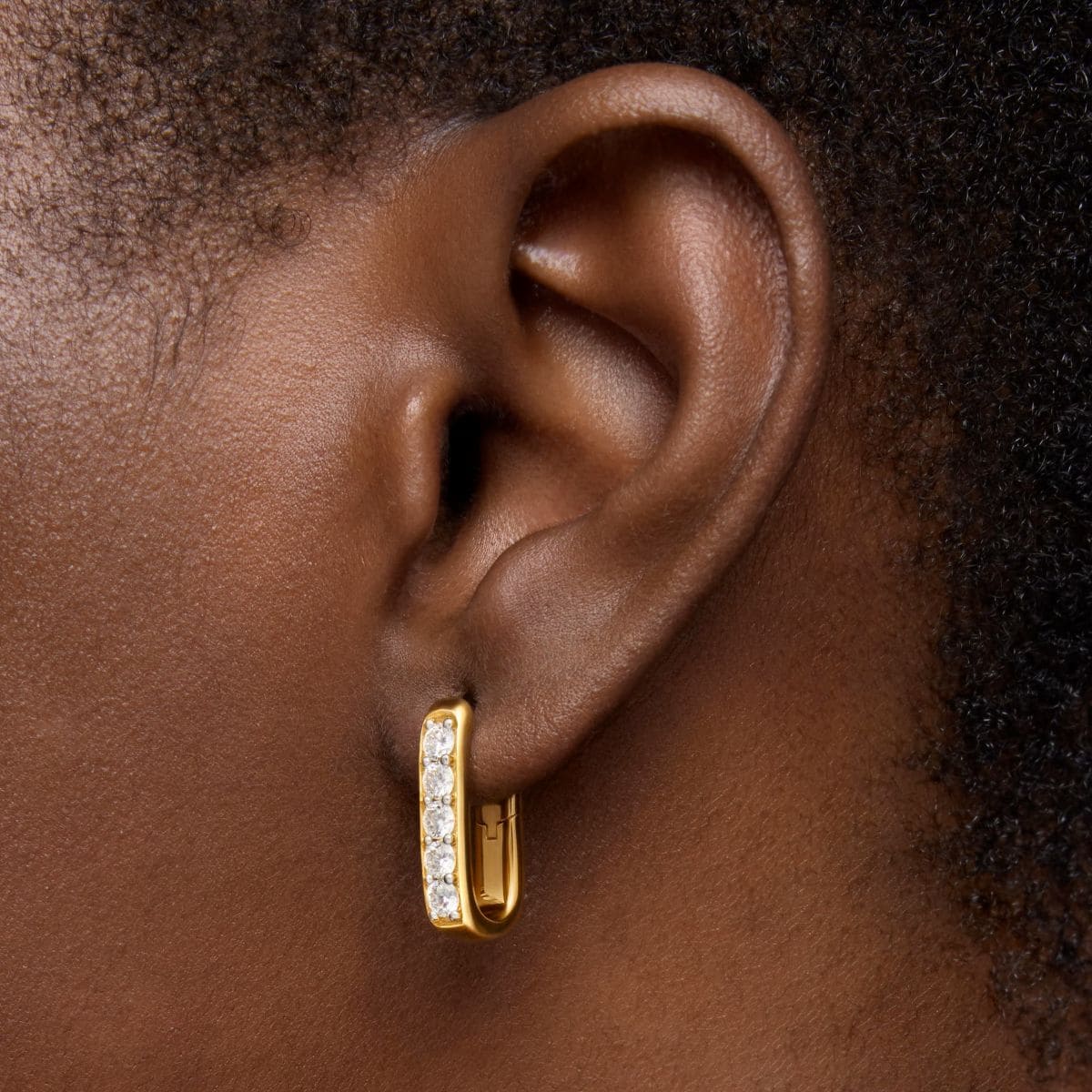 Pendientes de aro con baño de oro 18 kt sobre plata y diamantes creados en laboratorio 18,5 mm Line LGD de Tous