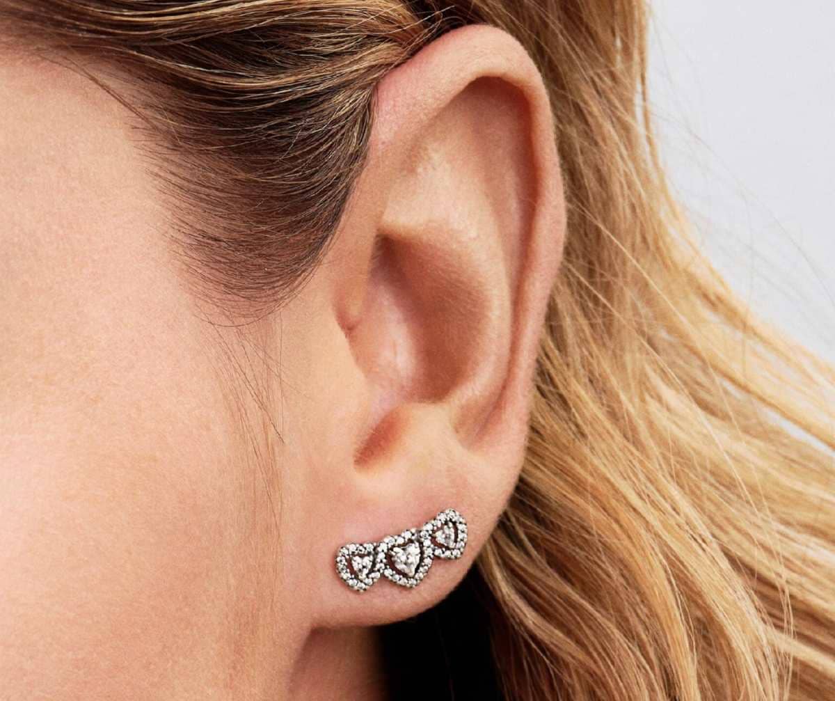 Pendientes de Botón Triple Halo Corazón de Pandora