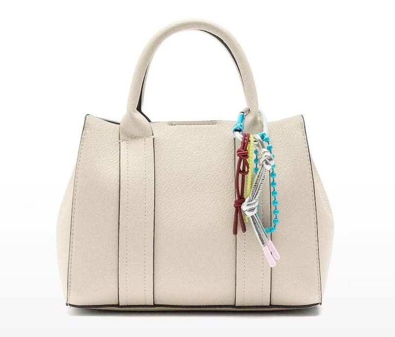 Bolso de mano estilo tote con cierre de cremallera y colgante extraíble