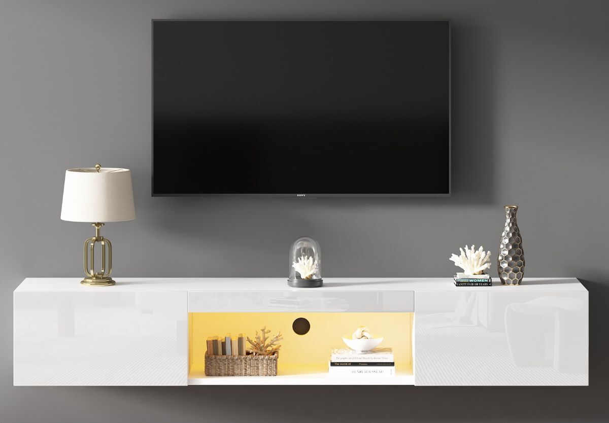 Mueble TV suspendido con 2 puertas y compartimento abierto Muebles Chic de Leroy Merlin