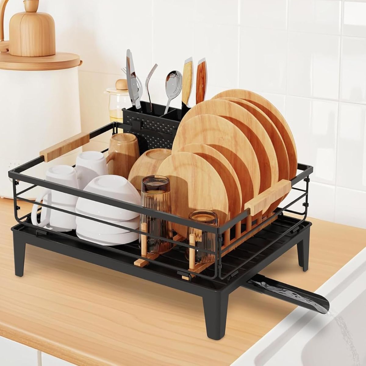 Escurreplatos con bandeja de drenaje JYPS de Amazon