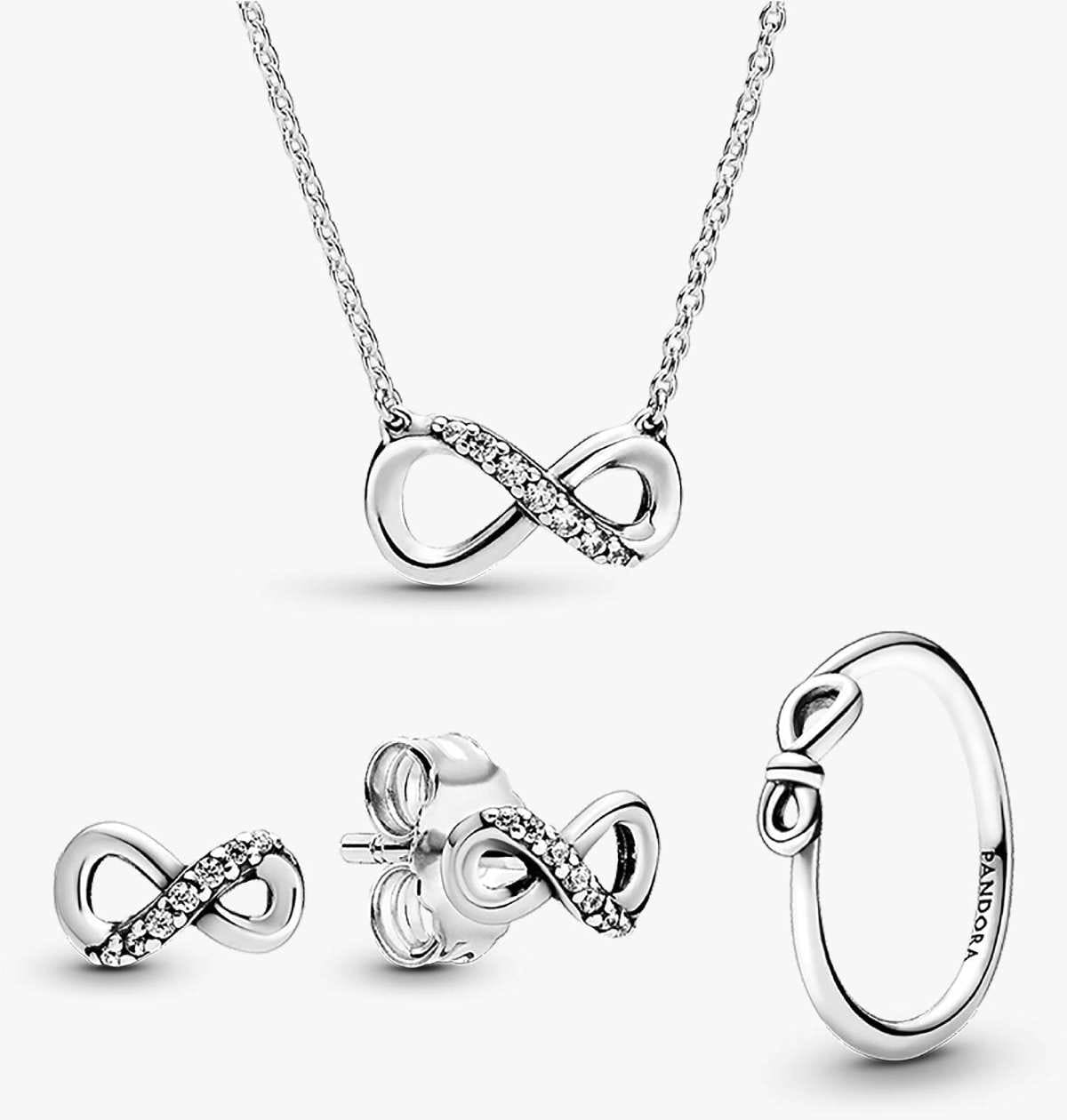 Conjunto de Regalo Collar, Pendientes y Anillo Infinito Brillante de Pandora