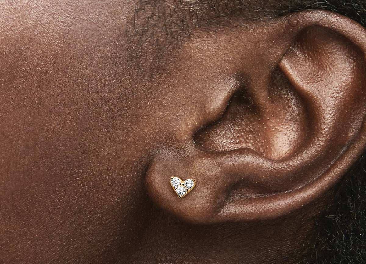 Pendientes de Botón Corazón y Triple Gema de Pandora