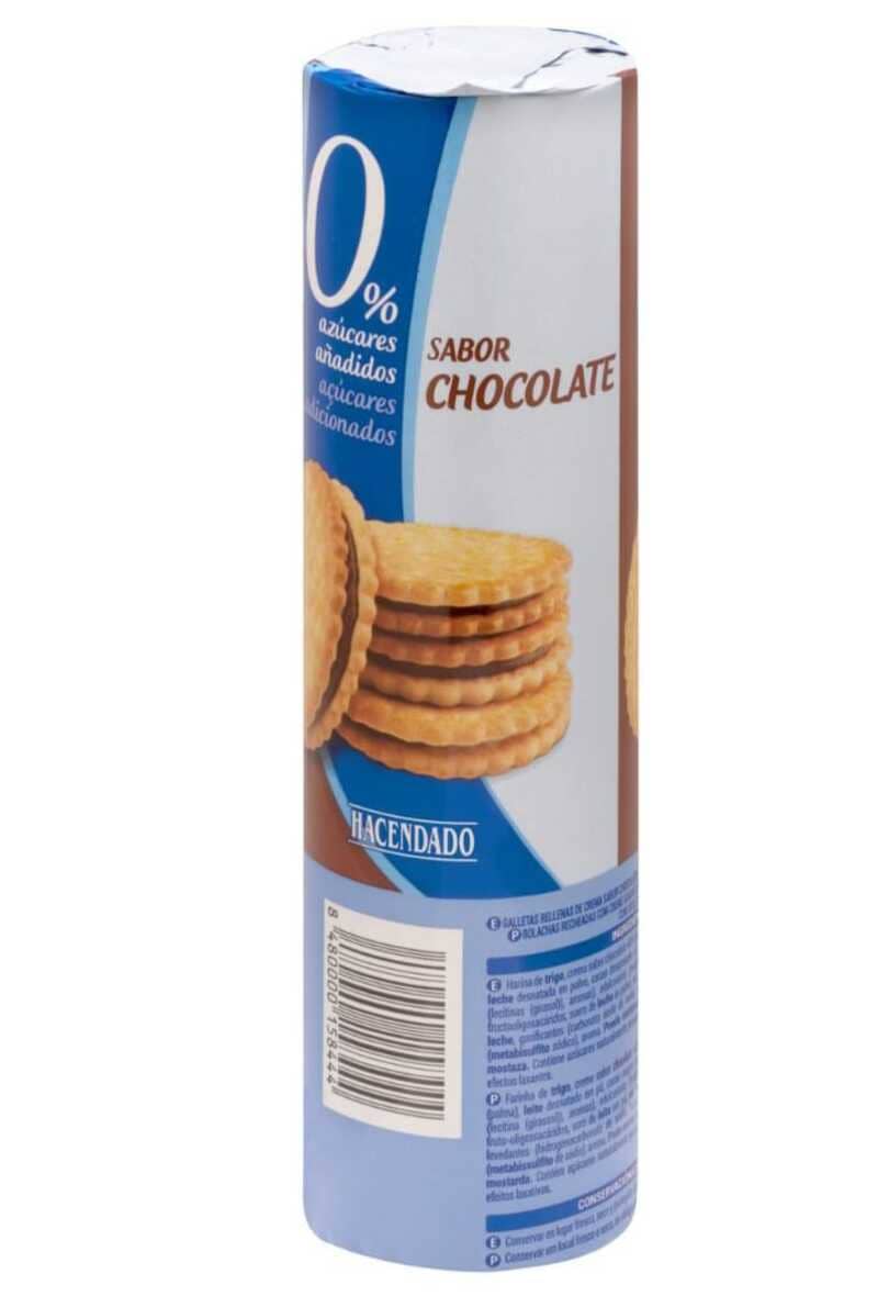 Galletas rellenas de chocolate Hacendado 0 azúcares añadidos