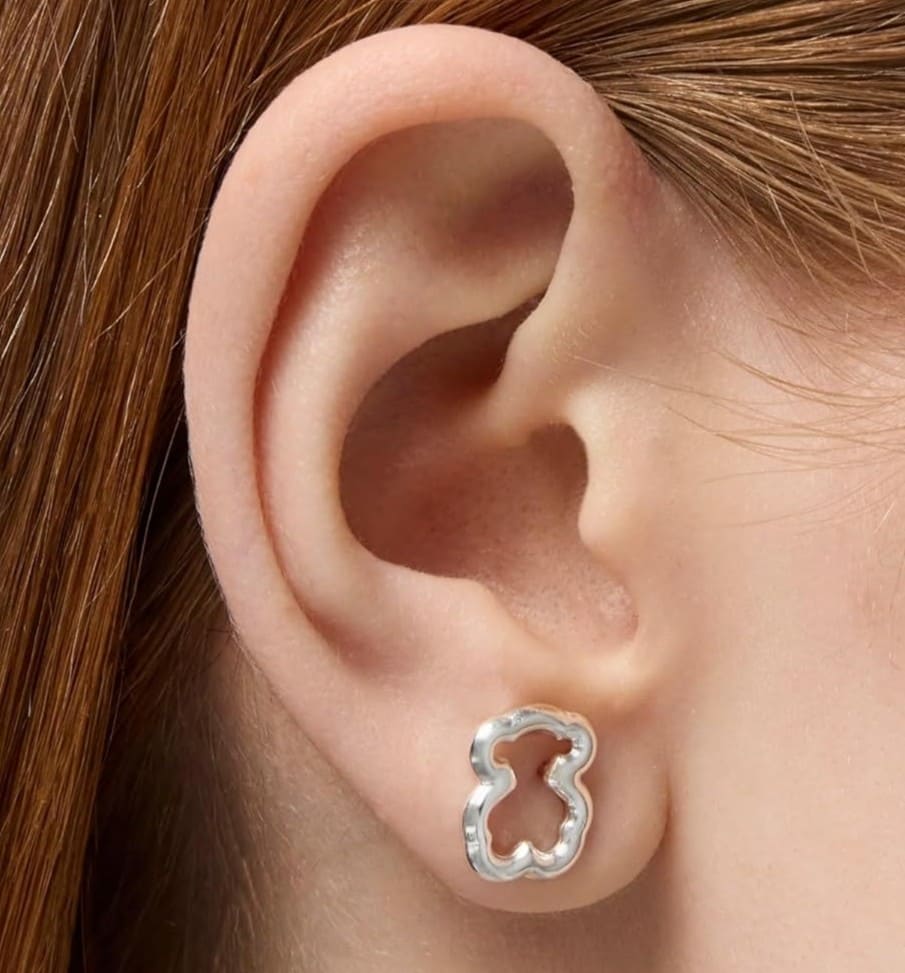 TOUS Pendientes de Plata de Primera Ley para Mujer con Cierre a Presión