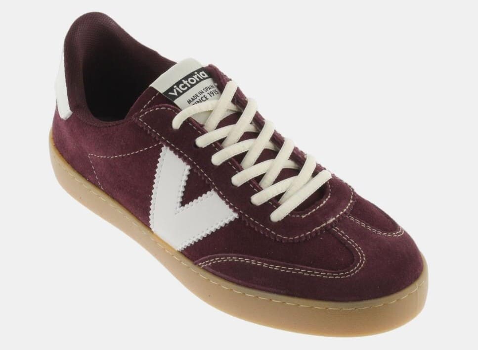 Victoria Zapatillas de serraje de mujer con piezas en contraste y suela color caramelo