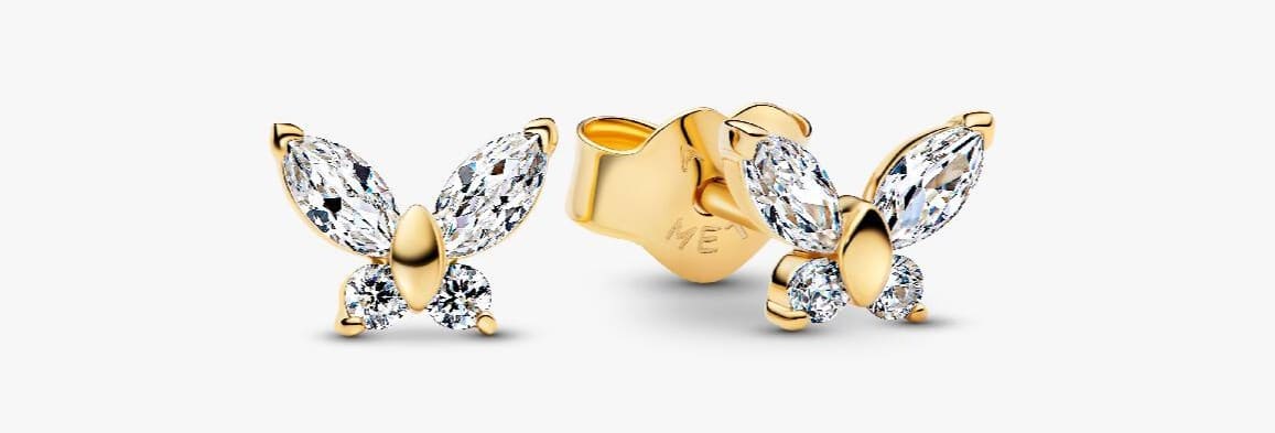 Conjunto de Regalo Collar y Pendientes Mariposa Dorado de Pandora