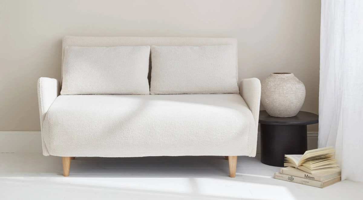 Sofá cama en borreguito blanco de 2 plazas Crema en Leroy Merlin
