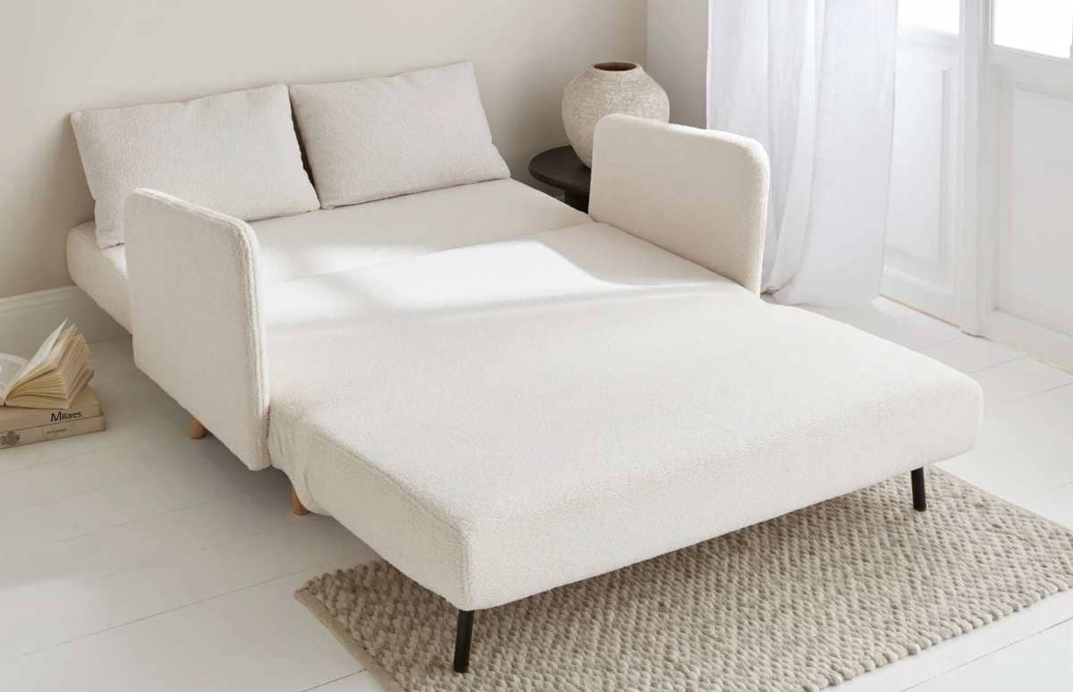 Sofá cama en borreguito blanco de 2 plazas Crema en Leroy Merlin