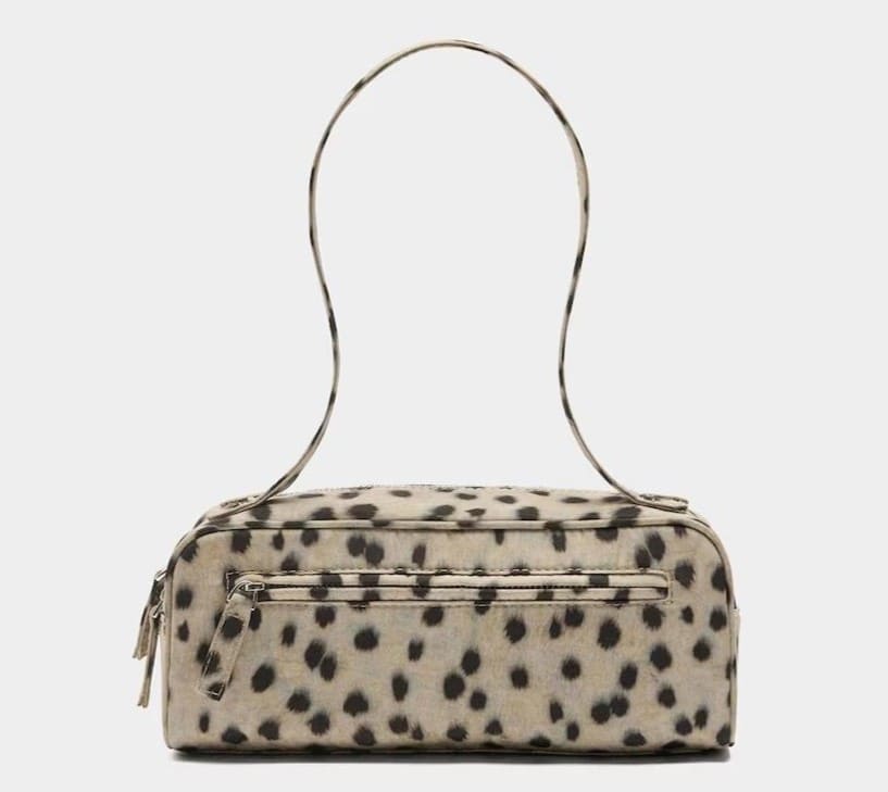 Bolso de hombro rectangular con cierre de cremallera y estampado animal print