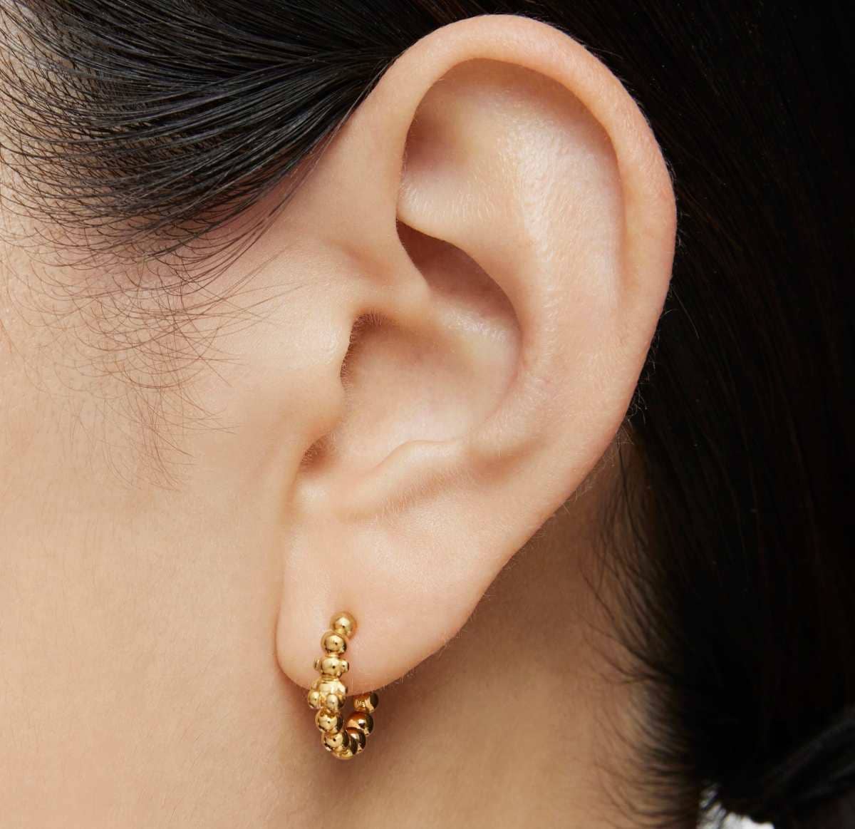 Pendientes de aro con baño de oro de 18 kt sobre plata y motivo oso Gloss