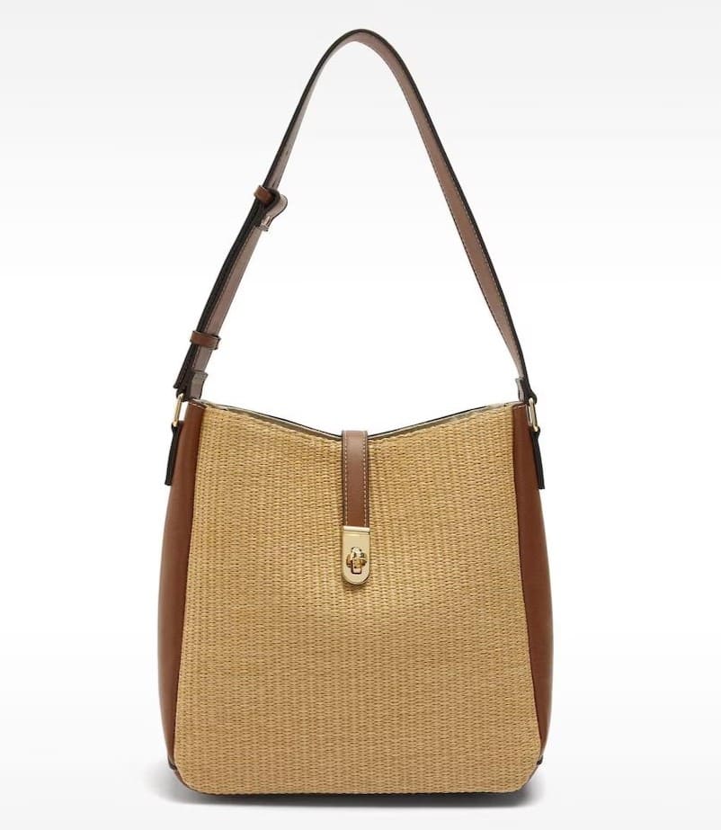 Bolso de hombro con neceser extraíble con cierre de cremallera en liso