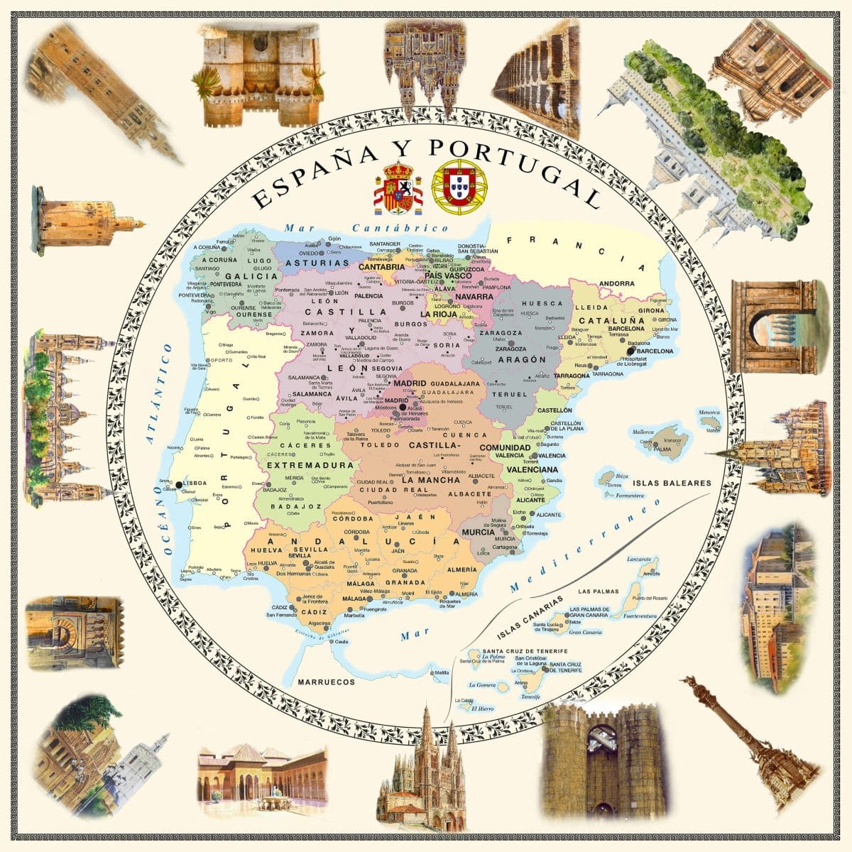 Mantel Del Mapa De España Y Portugal