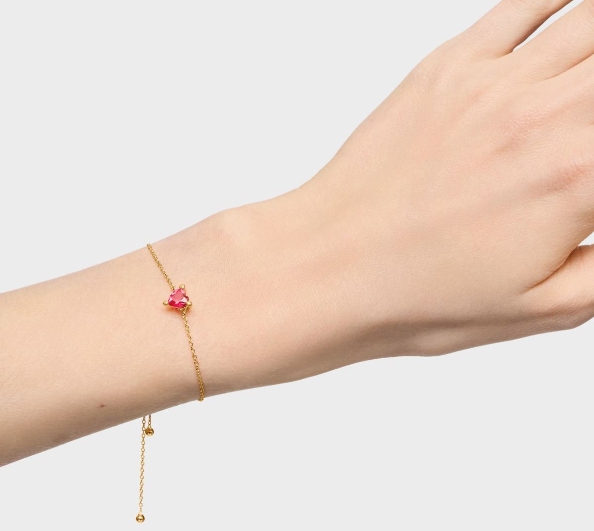 Pulsera cadena con baño de oro 18 kt sobre plata y rubí creado en laboratorio Garden Of Love LGG de Tous