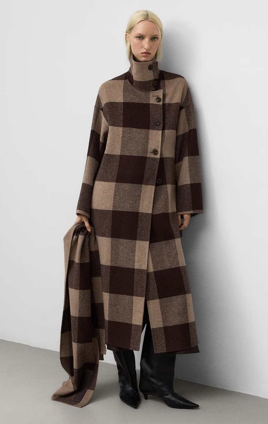 Adolfo Dominguez Abrigo de mujer doble faz de cuadros en El Corte Inglés