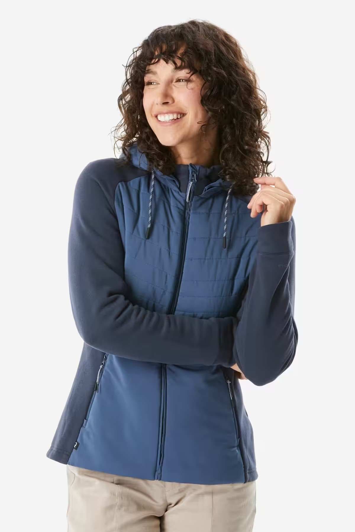 Chaqueta polar de montaña y trekking con capucha Mujer Quechua NH500 Hybrid de Decathlon