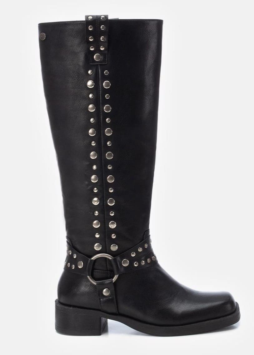 Botas con tachas estilo motera y punta cuadrada, Xti
