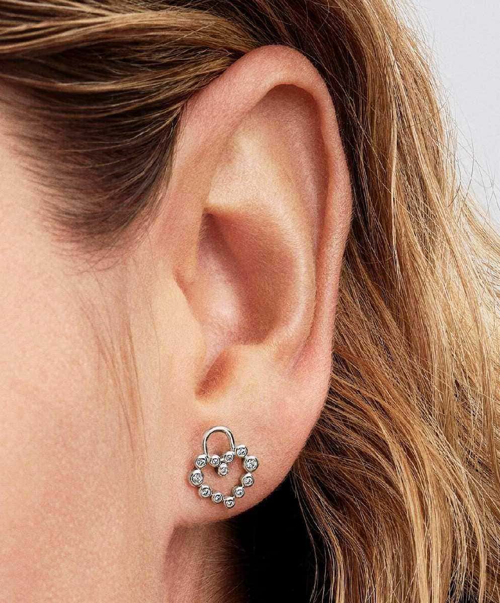 Pendientes de Botón Candado Corazón Brillante de Pandora