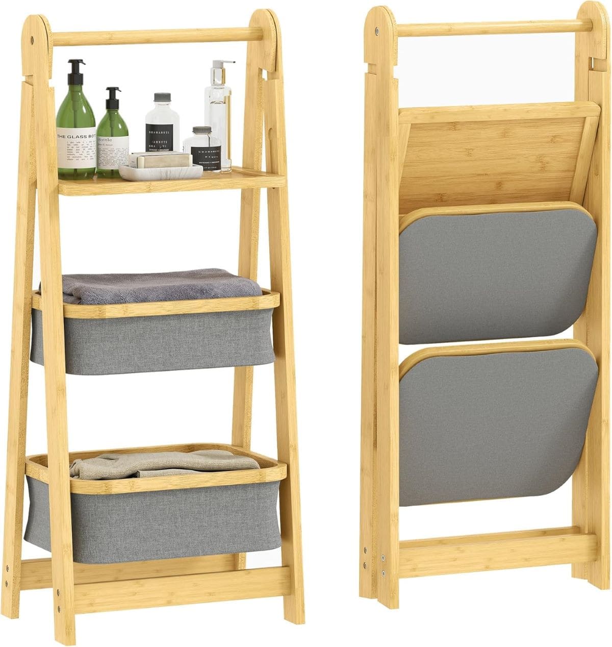 Estantería para baño plegable de bambú, HOMCOM