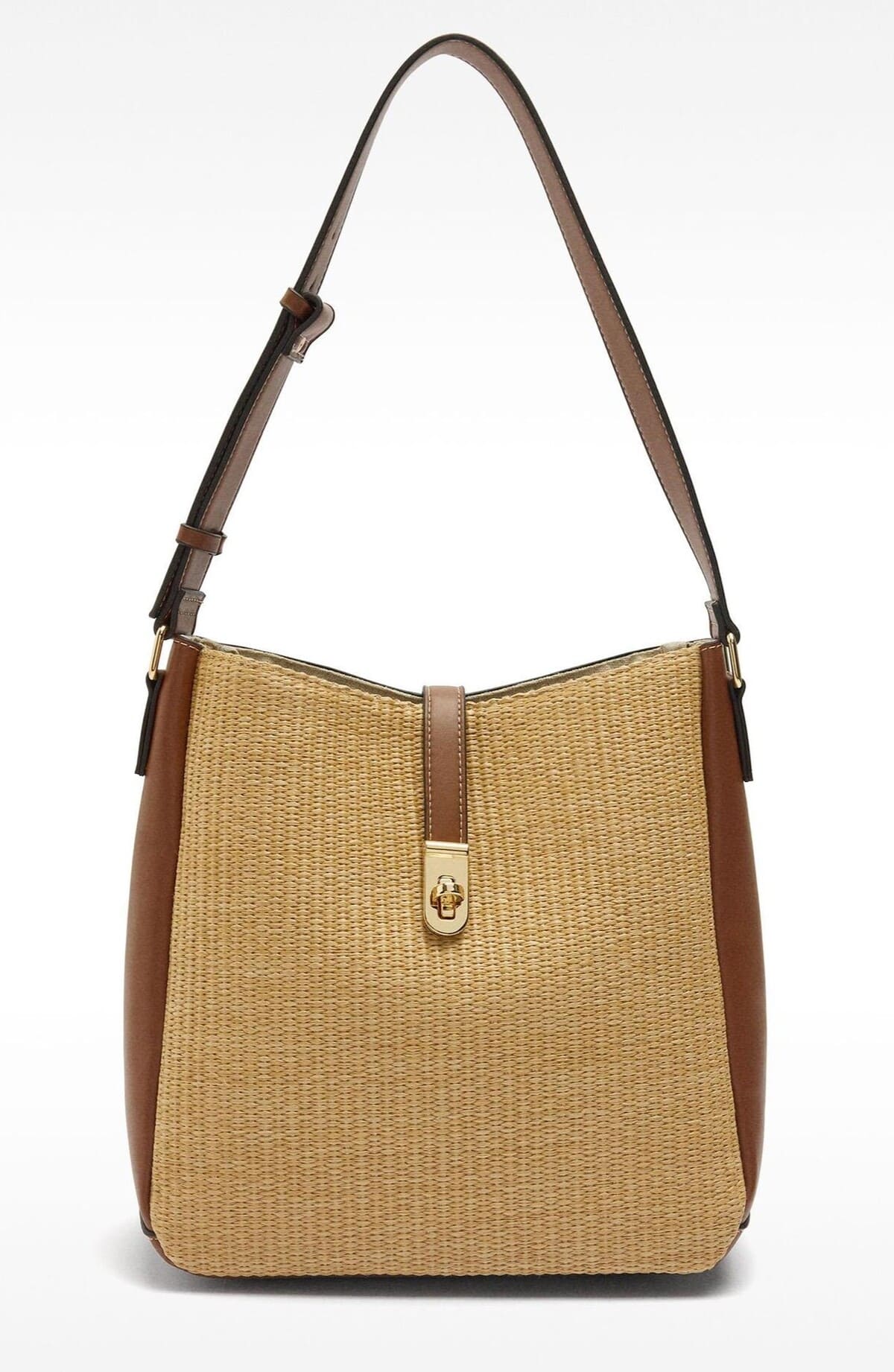 Bolso de hombro con neceser extraíble y cierre de cremallera en liso