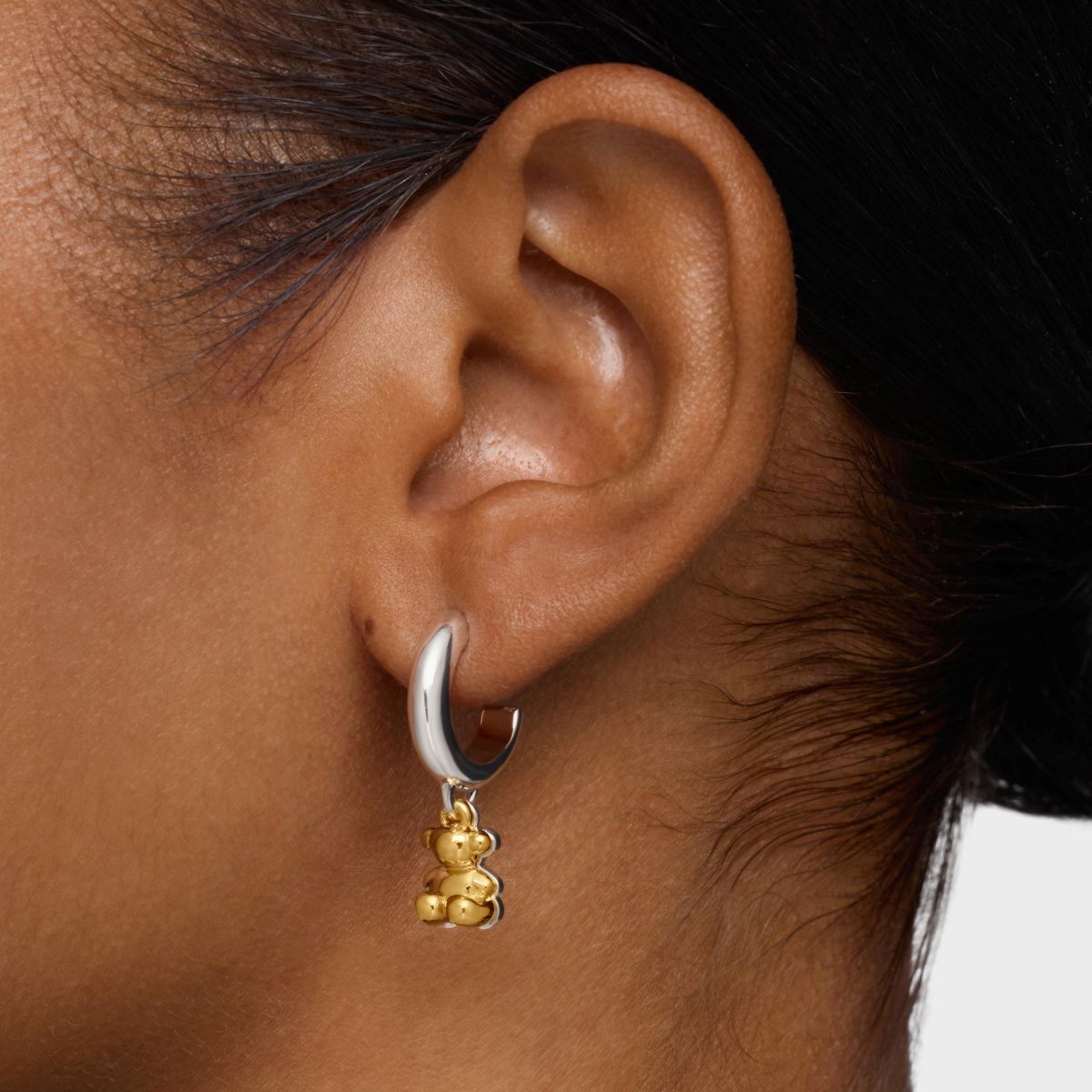 Pendientes de aro bicolor con doble oso Bold Bear de Tous