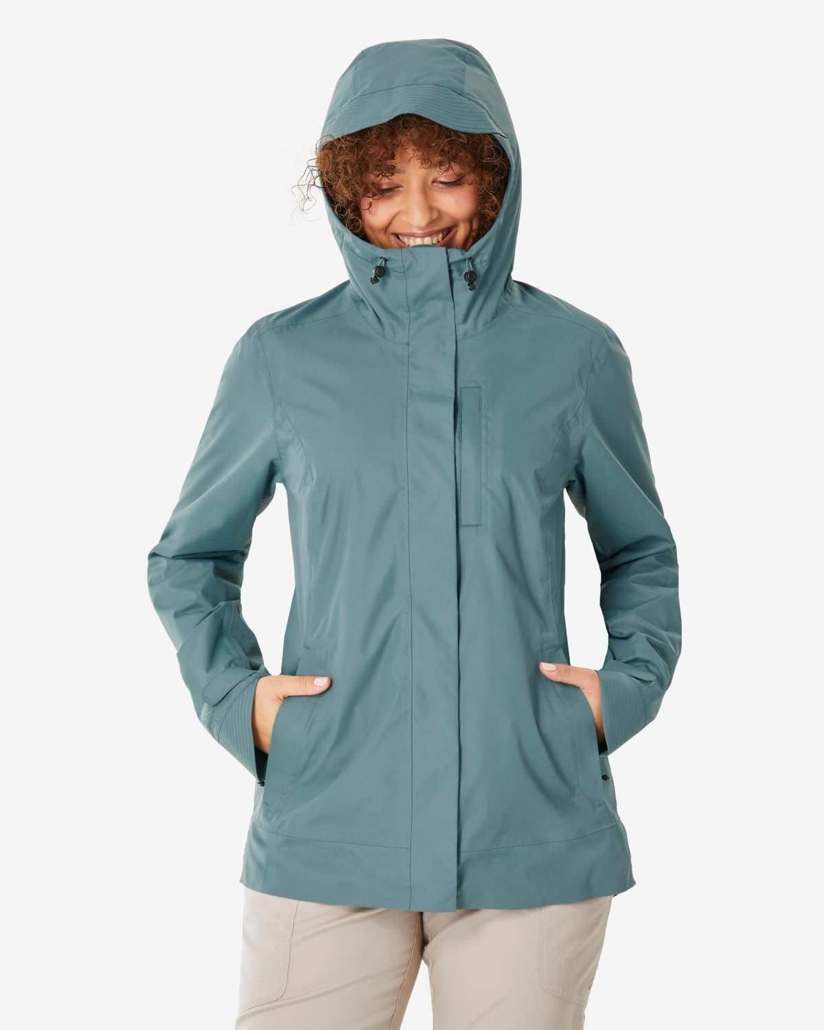 Chaqueta impermeable de montaña y trekking con capucha Mujer Quechua NH500 en Decathlon