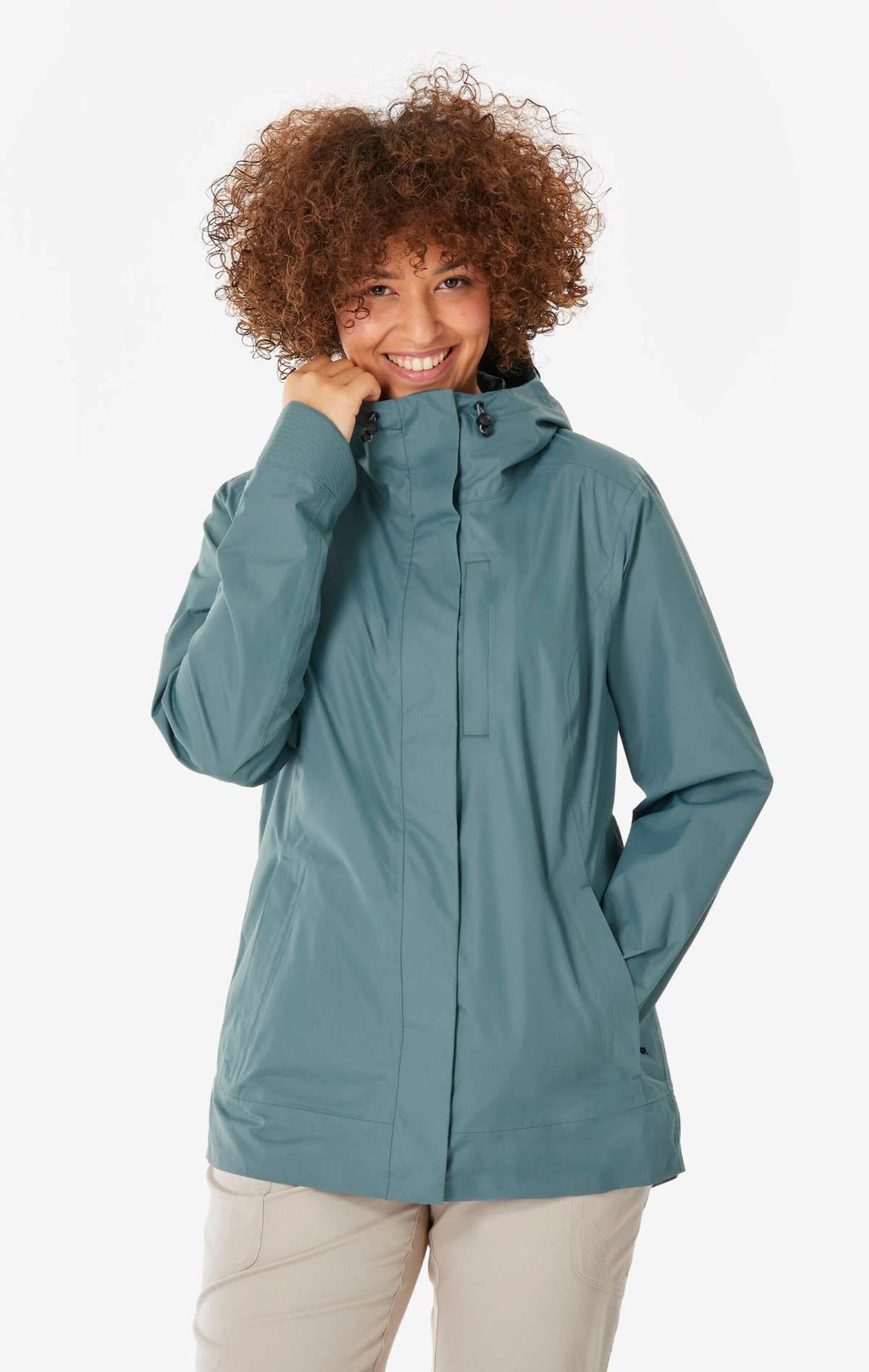 Chaqueta impermeable de montaña y trekking con capucha Mujer Quechua NH500 en Decathlon