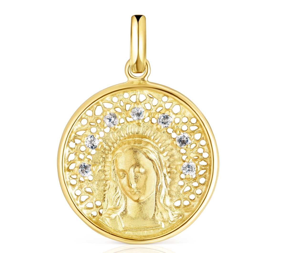 Medalla pequeña con baño de oro 18 kt sobre plata y topacio Tamara Falcó X TOUS