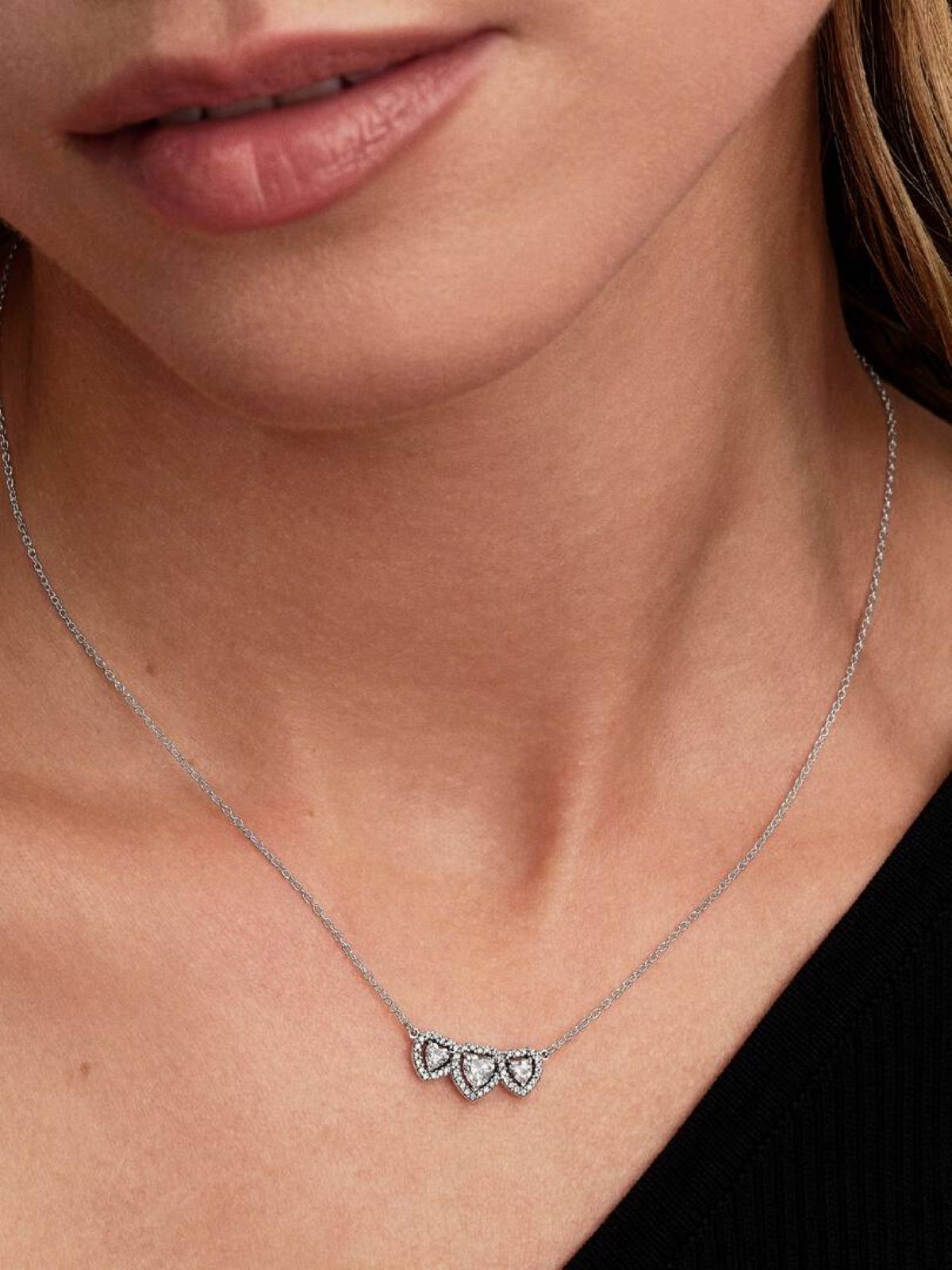 Collar Triple Halo Corazón de Pandora