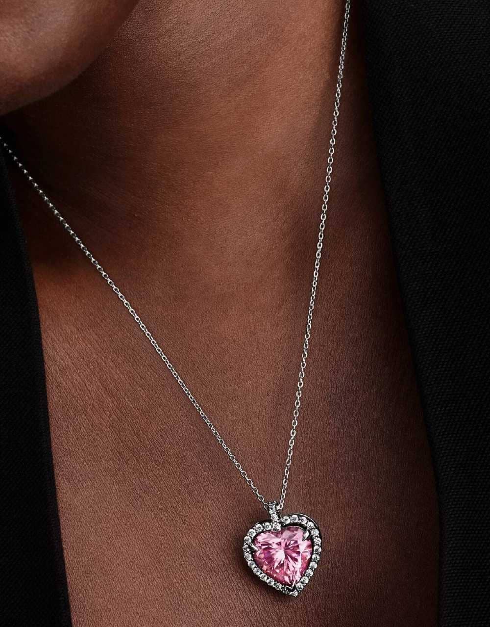 Collar Halo Corazón Rosa de Pandora