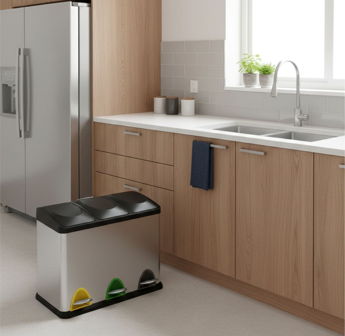 Cubo de reciclaje con pedal 3x15 de Leroy Merlin