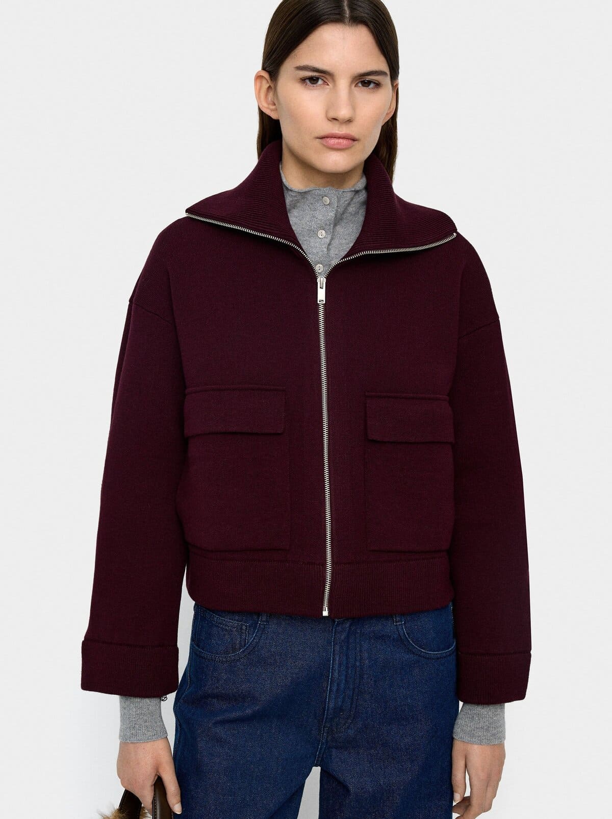 Cárdigan de punto con cremallera