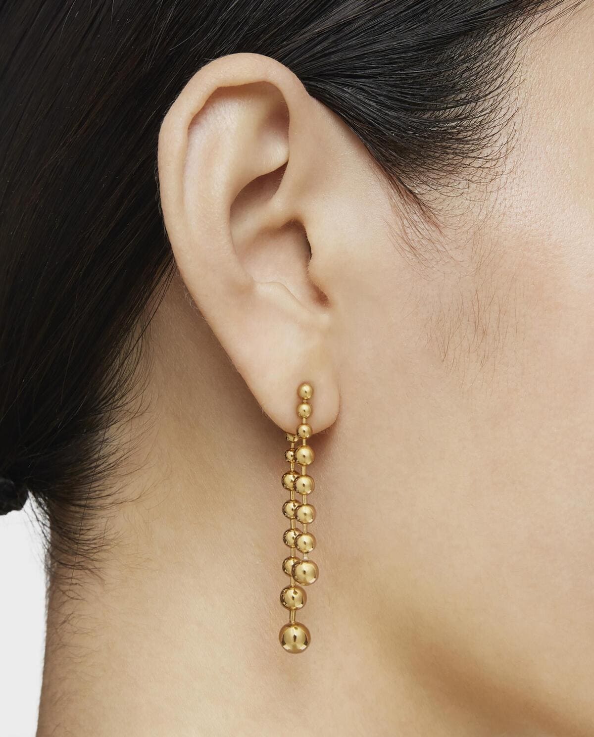 Pendientes Gloss largos dobles bañados en oro de 18 kt sobre plata