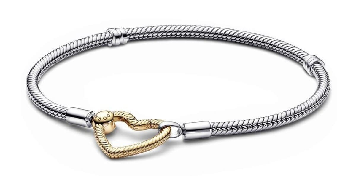 Pulsera Pandora Moments Cadena de Serpiente Cierre Corazón