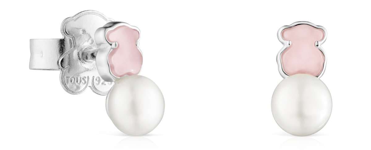 Pendientes de plata con cuarcita y perla Mini Color de TOUS