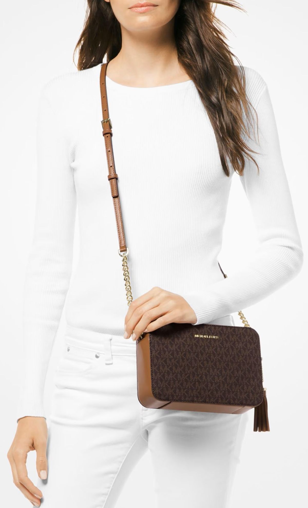 Bolso bandolera Ginny con estampado de logotipos Michael Kors de El Corte Inglés