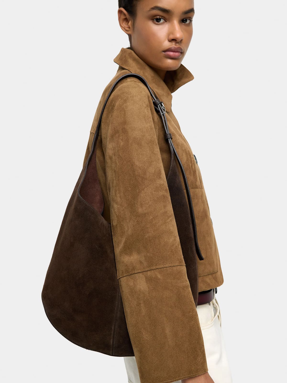 Bolso de hombro de piel con bolsa extraíble