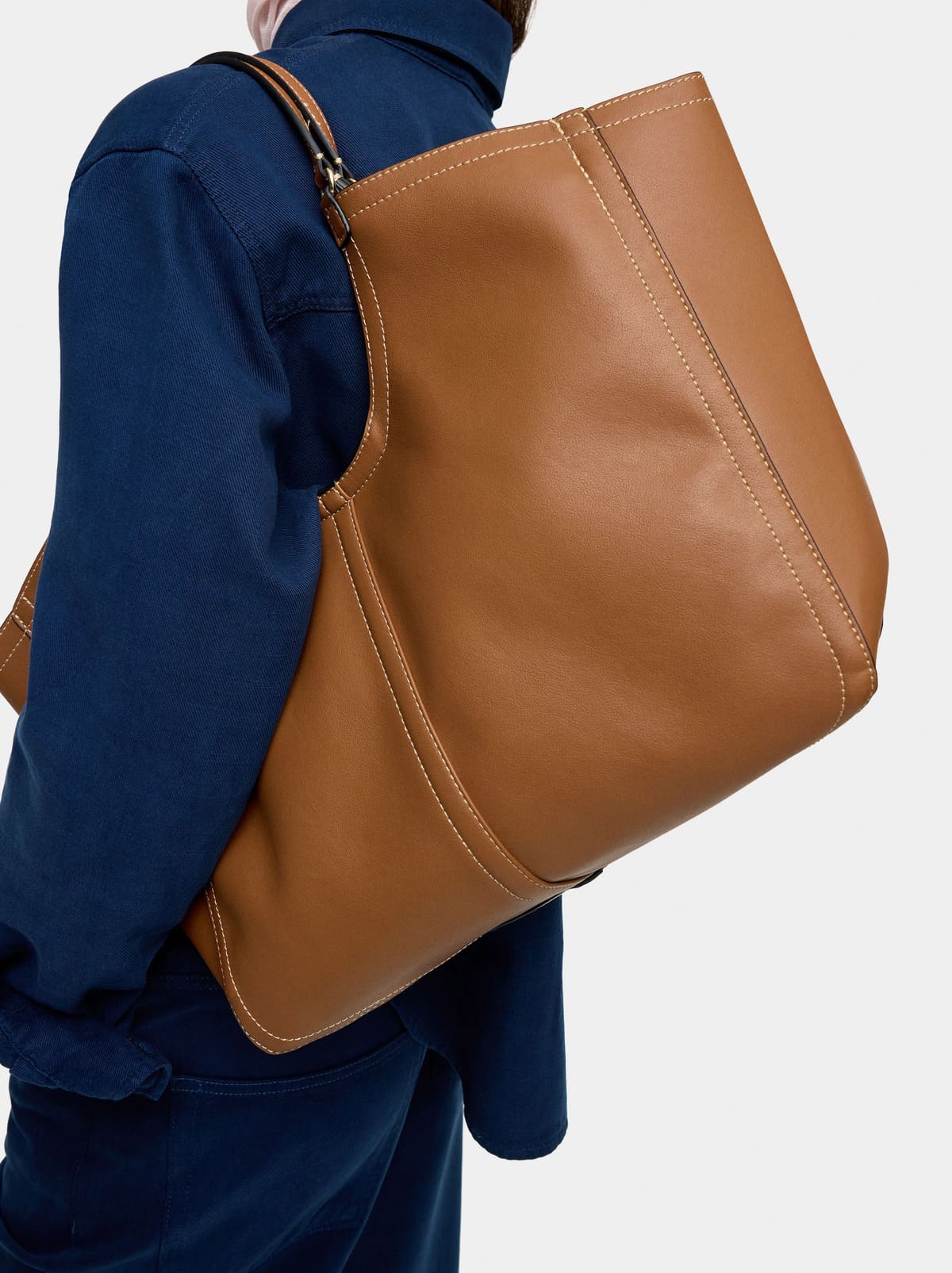 Bolso shopper liso con bolsa