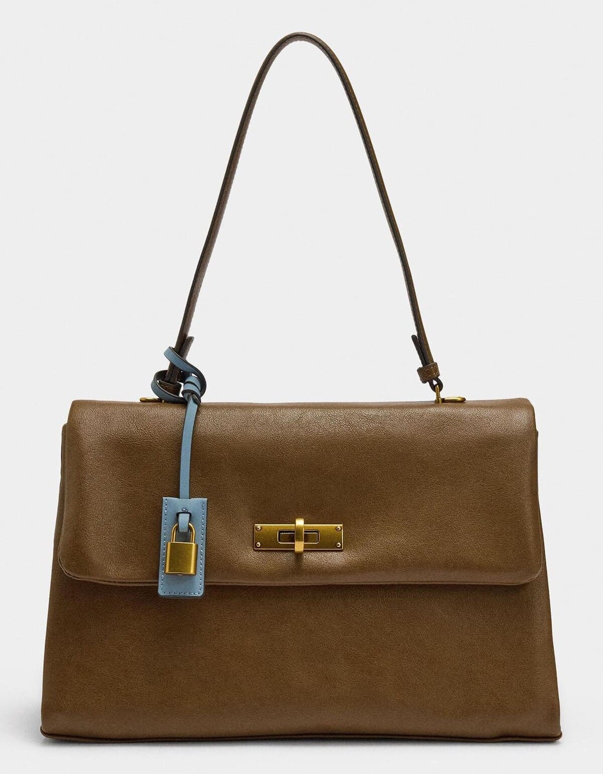 Bolso de mano convertible a bandolera con cierre de botón en liso