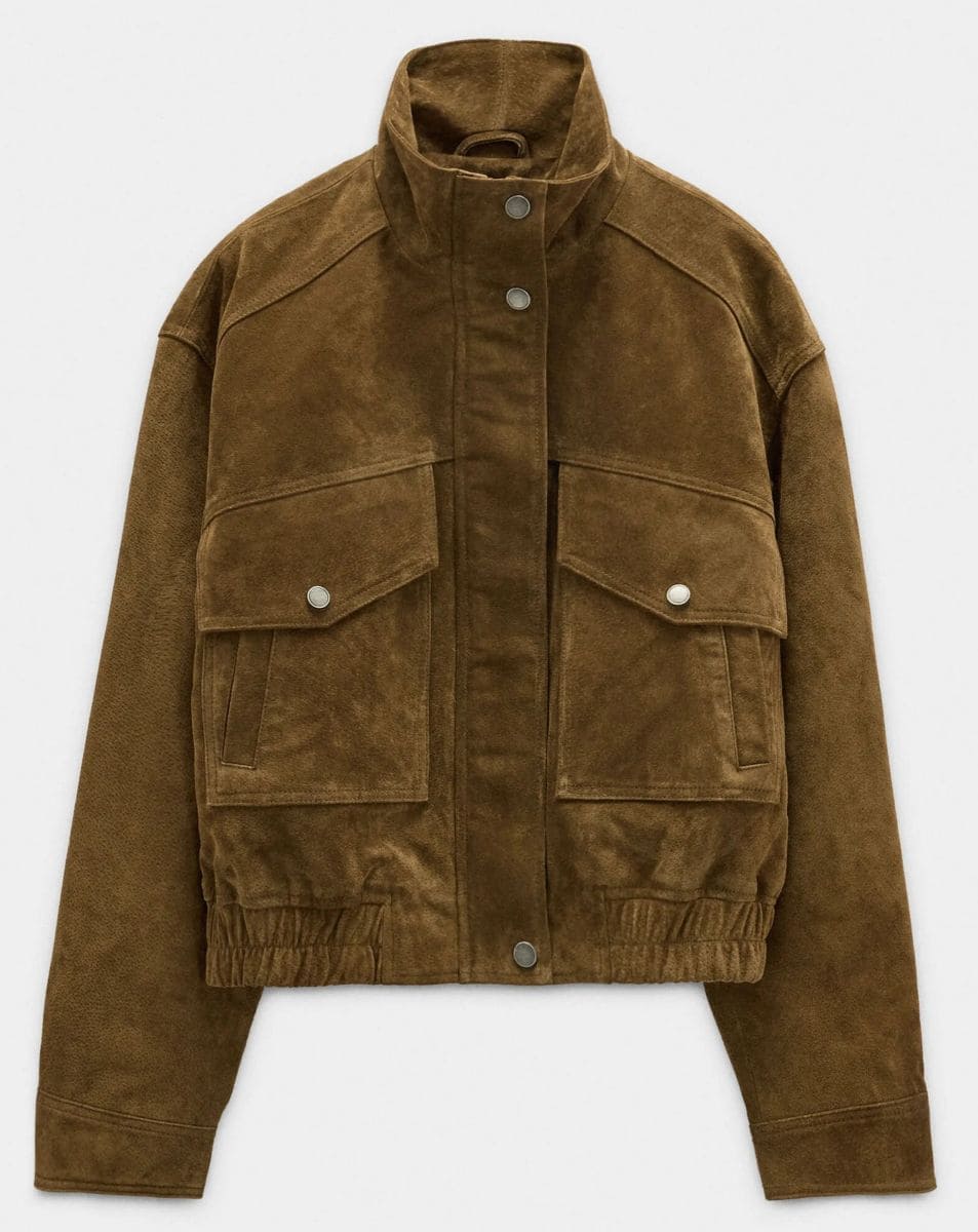 Chaqueta de piel con bolsillos