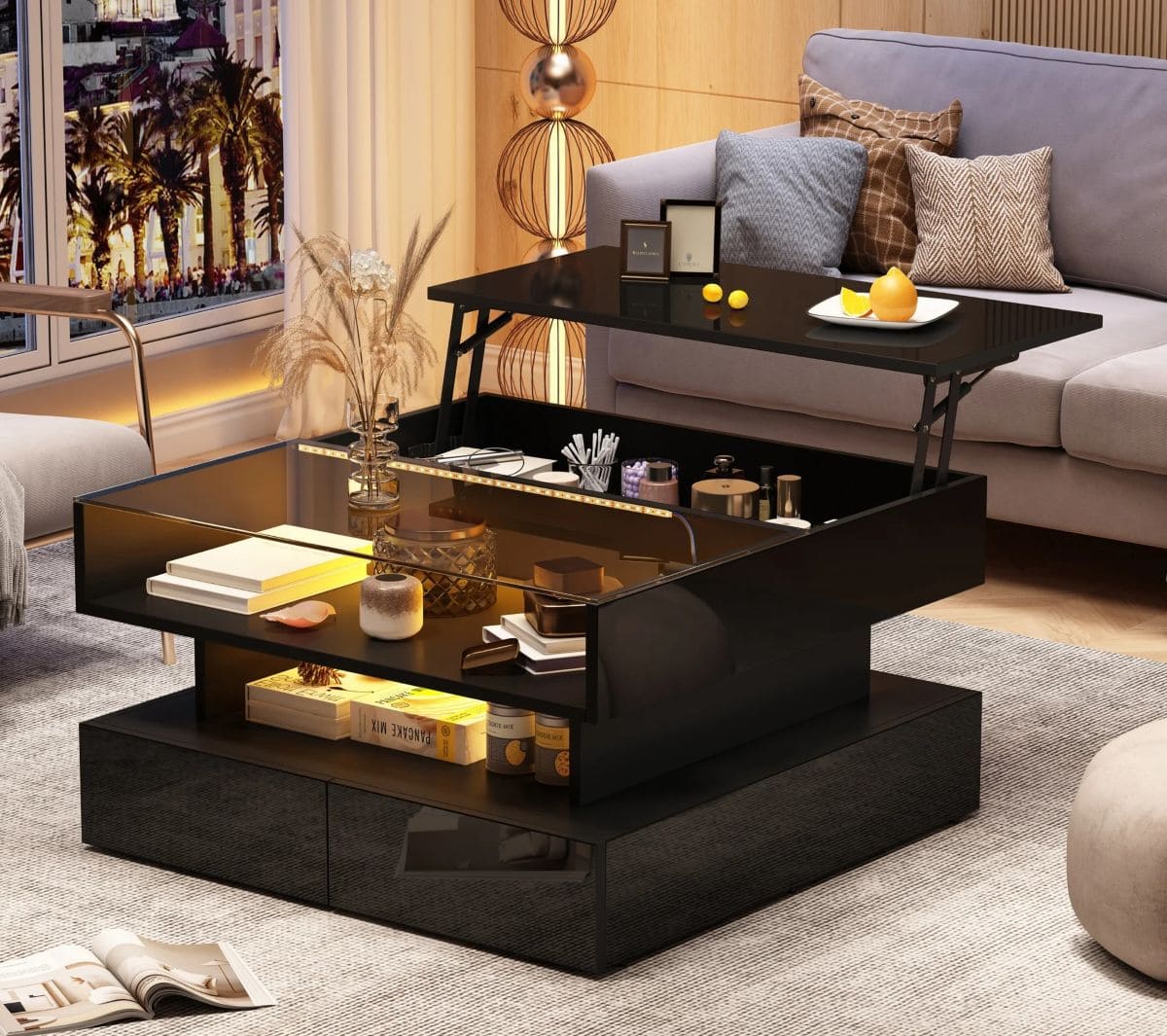 Mesa de centro con tapa elevable y 2 cajones Muebles Chic de Leroy Merlin