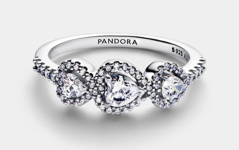 Anillo en plata de ley Trilogía de Corazones y Halo