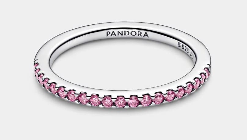 Anillo en plata de ley Banda Brillante Rosa, Pandora