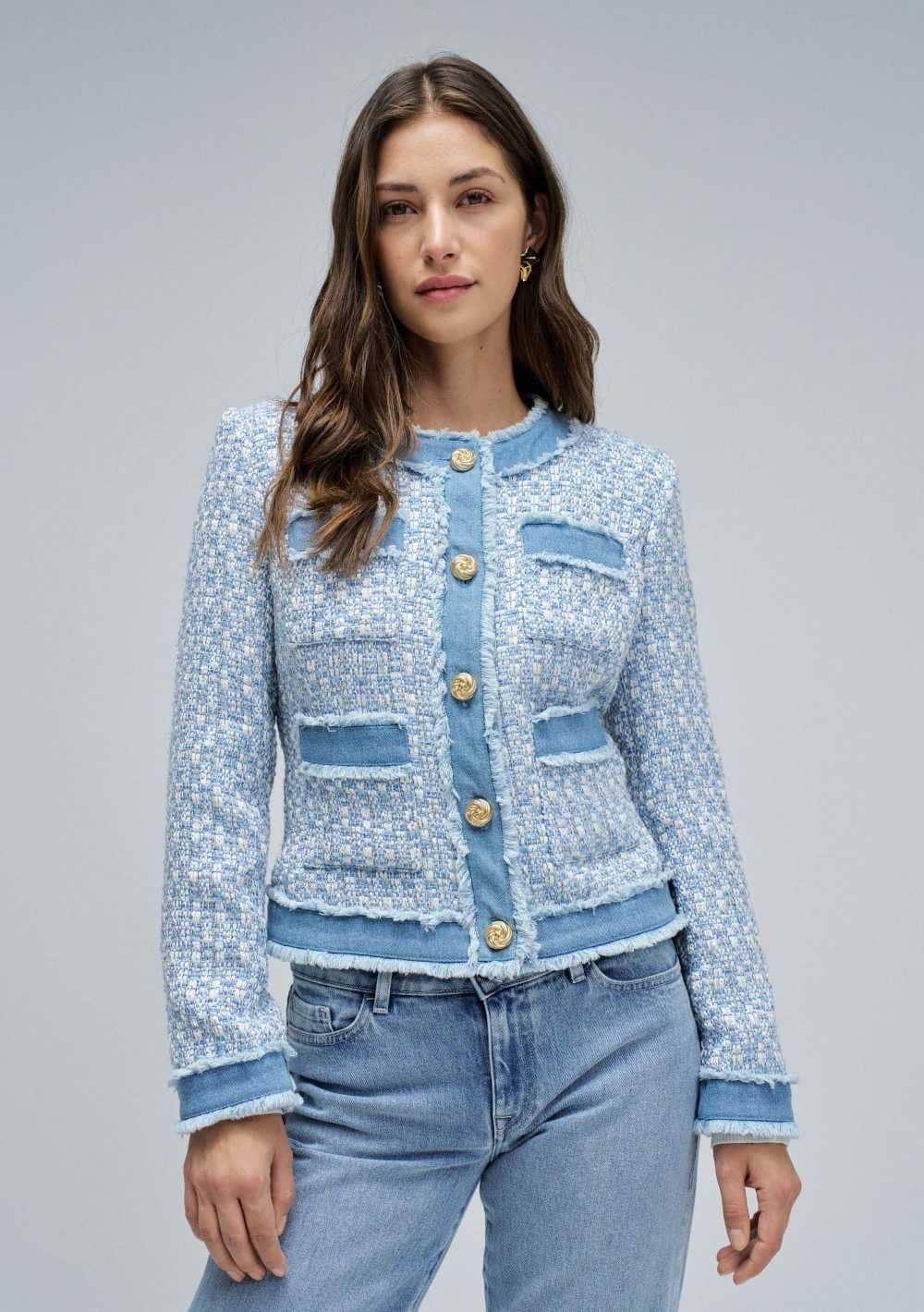 Salsa Jeans Chaqueta de mujer de tweed con detalles en vaquera en El Corte Inglés